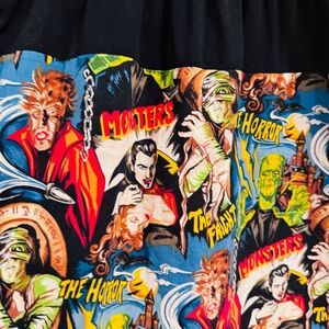 Monster Graphic Mini Dress Black & Multicolor in XS Adjustable Shoulder Straps